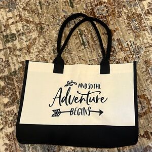 Cream & Black 'Adventure' Canvas Tote Bag